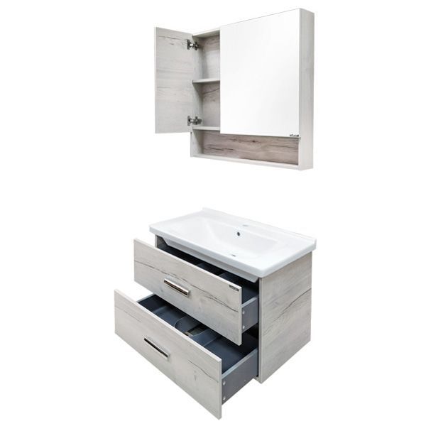 Зеркальный шкаф Comforty Парма 80 4143489 Дуб дымчатый, артикул 4143489