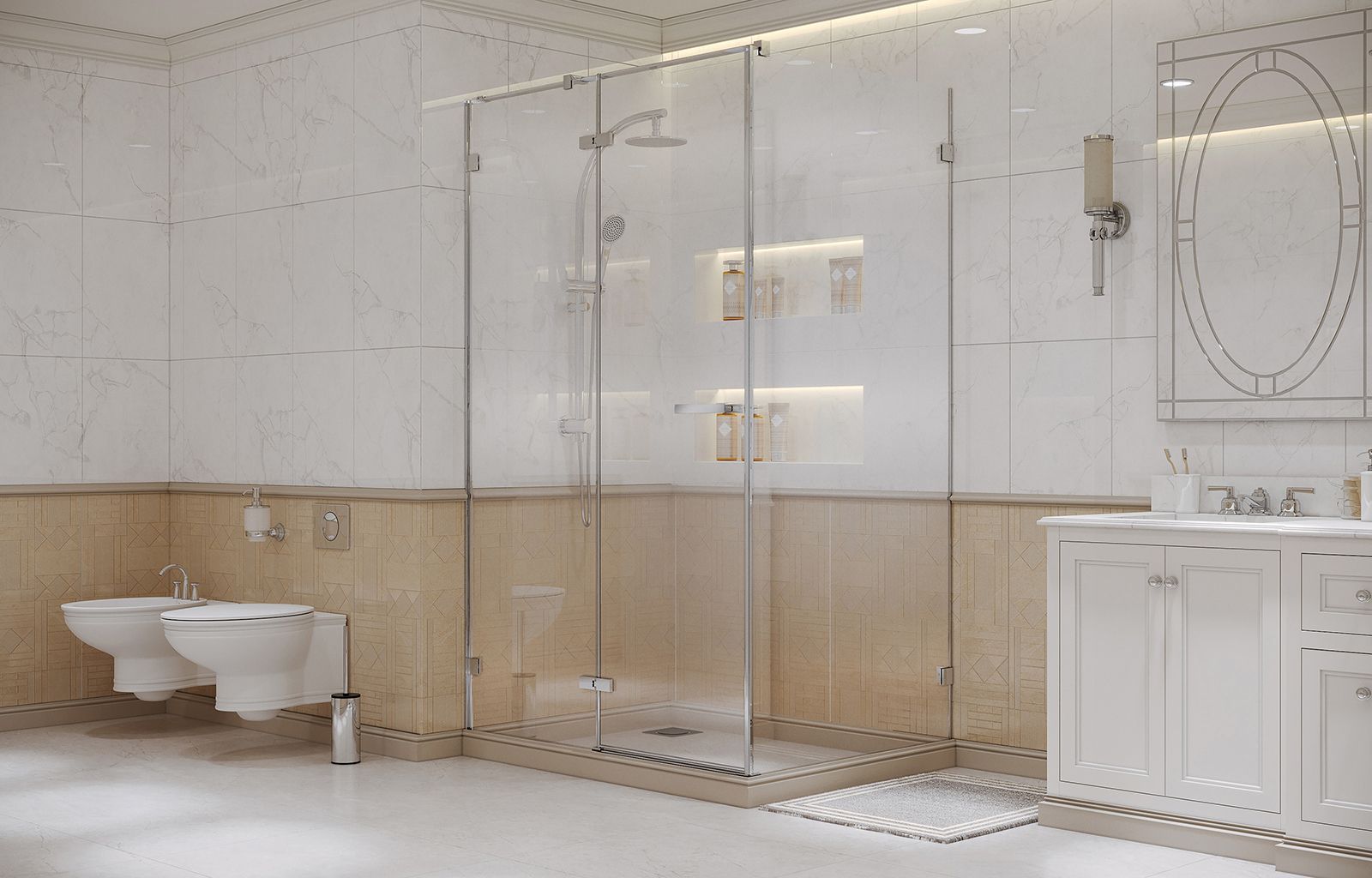 Душевой уголок Ambassador Abner 10011103R-MA1, прямоугольный, точечный трап, 120х80