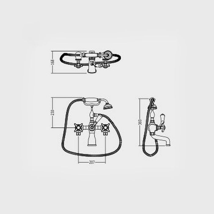 Devon Mayfair Смеситель на борт ванны на 2 отв., с ручной лейкой и шлангом , с кран-буксами резина, цвет: никель блестящий, артикул ADDM34NK С экспозиции