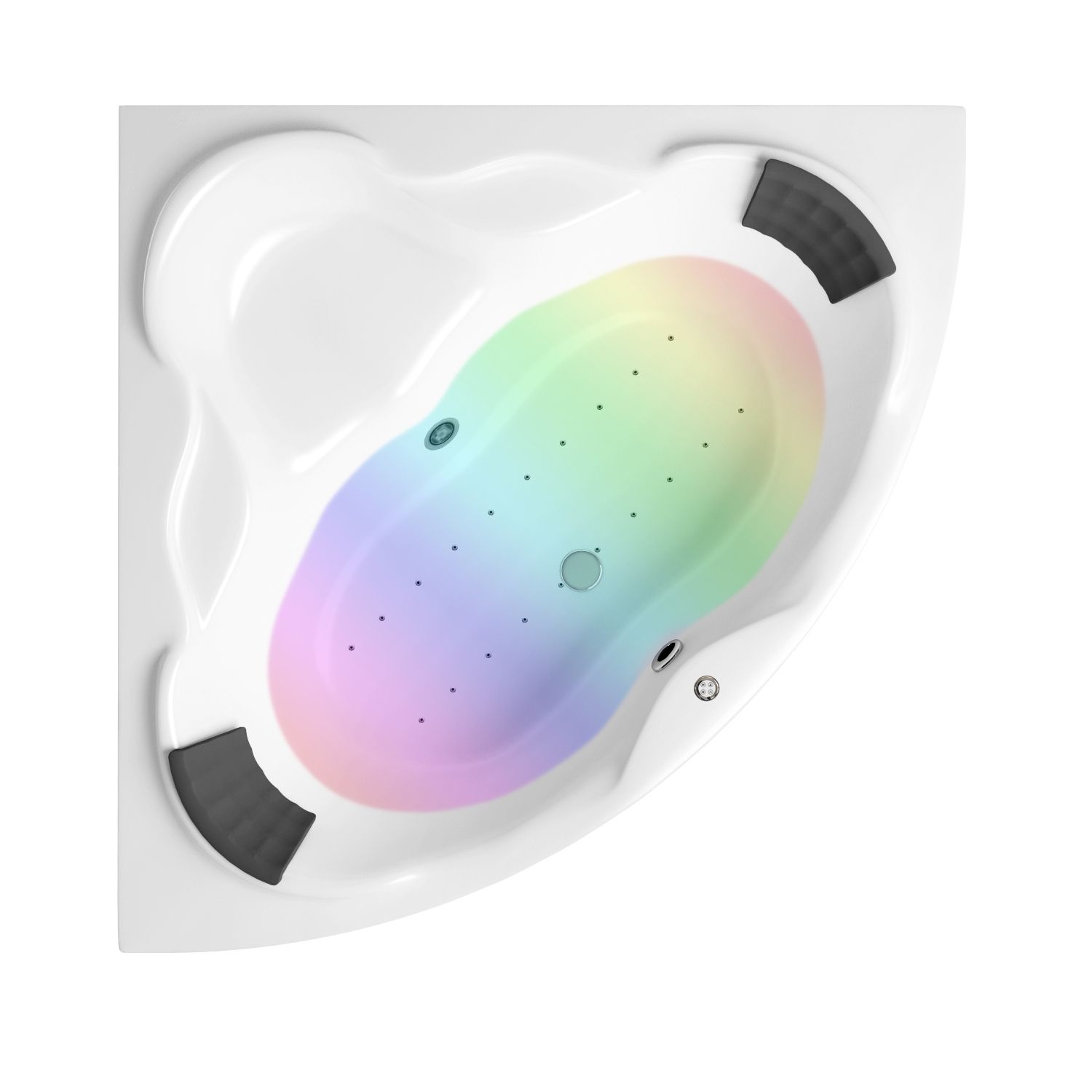 Аэромассажный комплект с хромотерапией 5 в 1 Lavinia Boho Elegant 361960AC, акриловая ванна 150x150 см, каркас с монтажным набором, подголовник, хромотерапия, аэромассаж