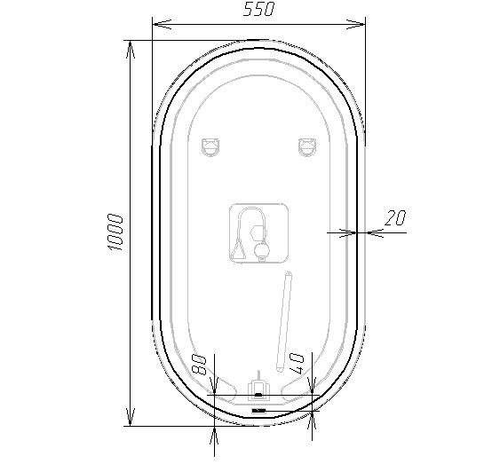 Зеркало VIANT "Марсель" 55х100 LED подсветка  (VMAR55100-ZLED), артикул VMAR55100-ZLED