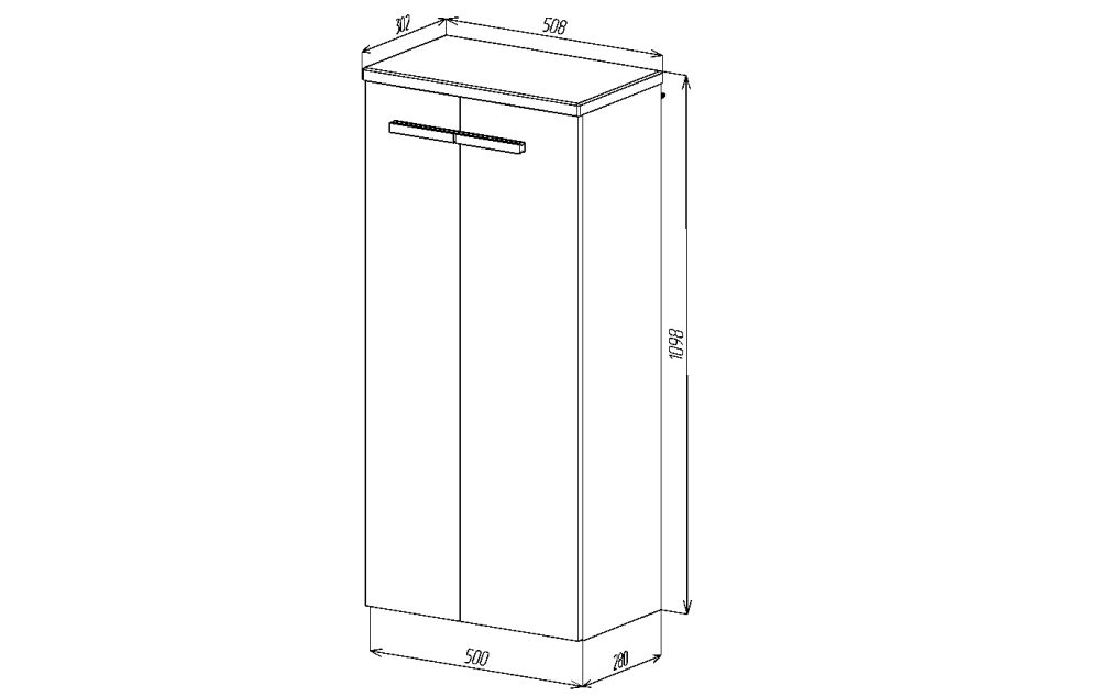 Пенал VIANT "Мюнхен" подвесной хаки 280х500х1100 (VMUN50H-PENP), артикул VMUN50H-PENP