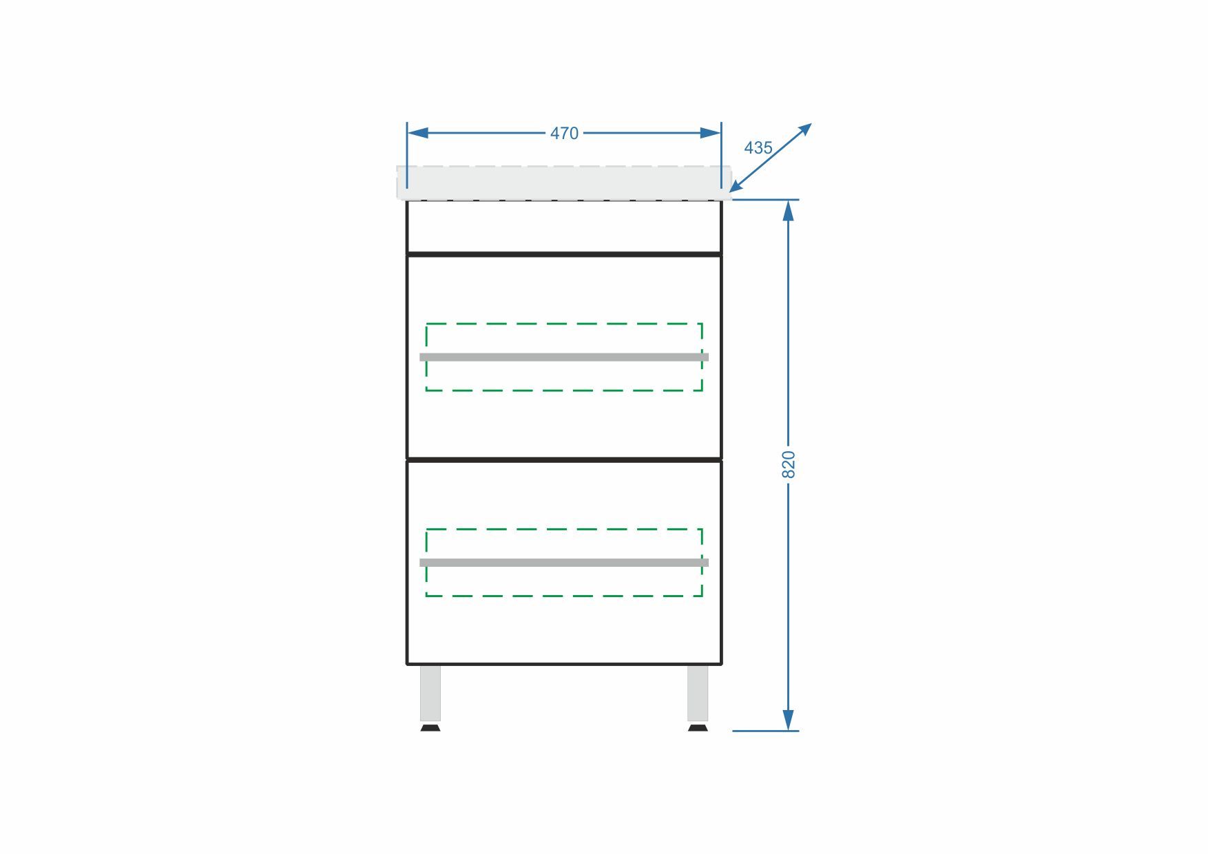 Тумба напольная "Ванесса 50", 2 ящ., Сомо 50