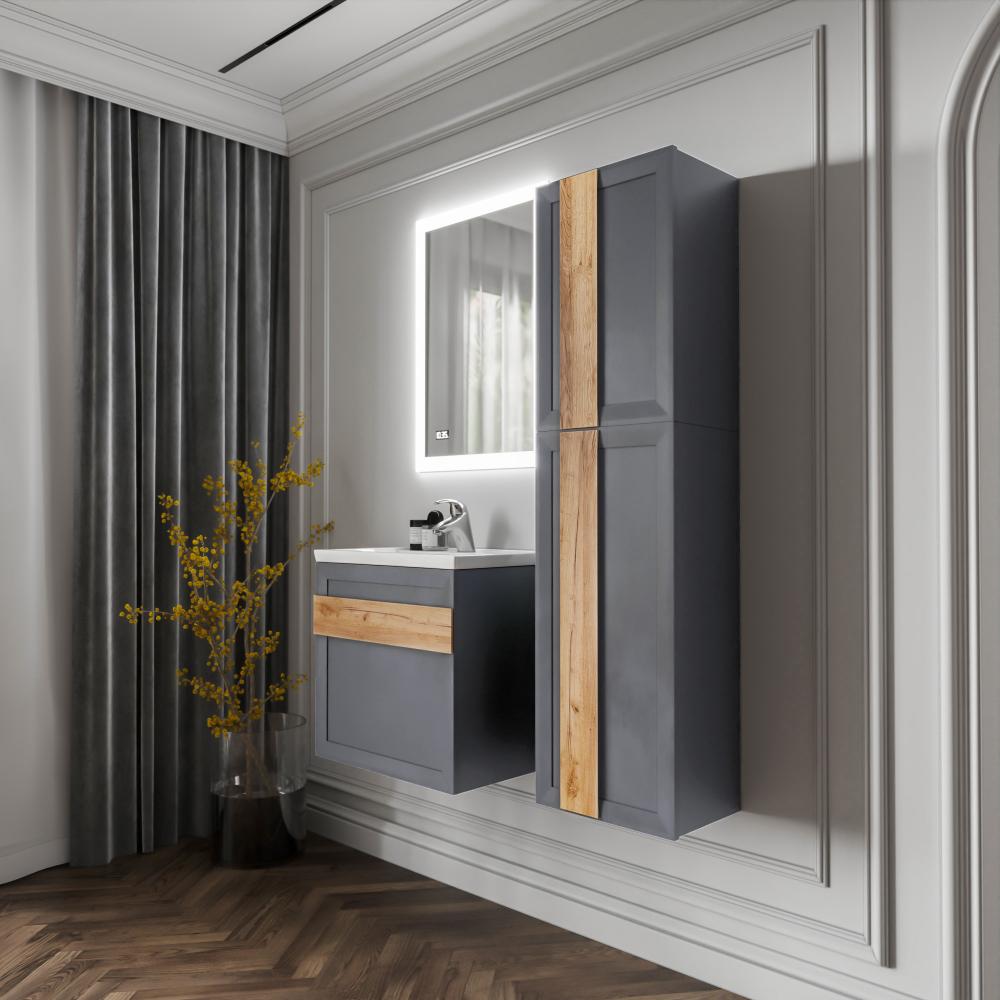 Комплект мебели для ванной Бриклаер БЕРЛИН 60SD, оникс серый, артикул БЕРЛИН 60SD