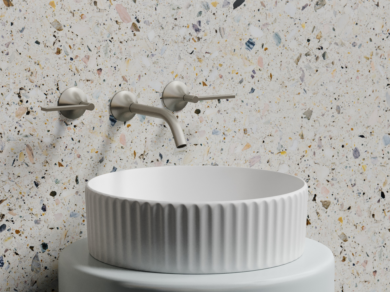 Умывальник чаша накладная круглая (цвет Белый Матовый) Элемент (Element) 360x360x115мм, артикул CN6057MW