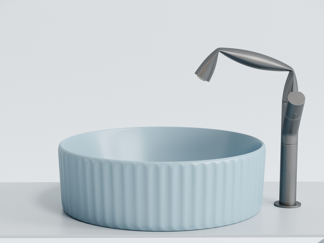 Умывальник чаша накладная круглая (цвет Голубой Матовый) Элемент (Element) 360x360x115мм, артикул CN6057ML