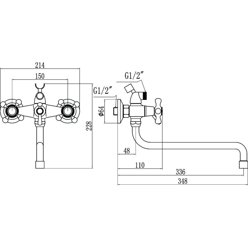 Смеситель для ванны Fmark FM2208, хром, артикул FM2208