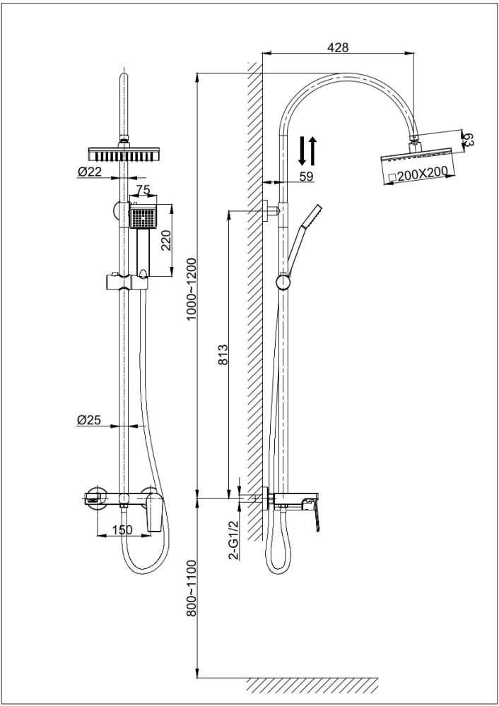 Душевая система DK Rhein Lessing (DA1323701C05), артикул DA1323701C05