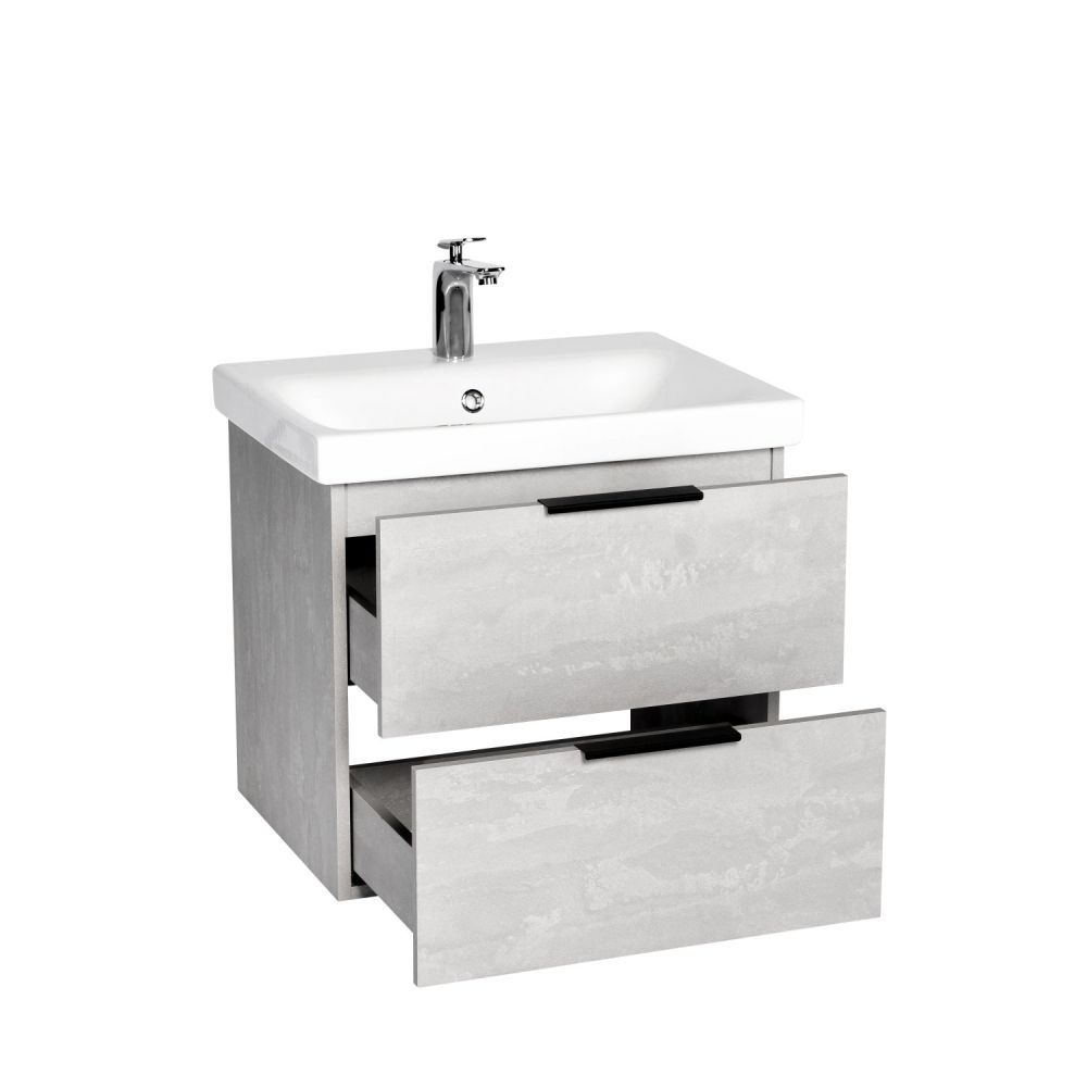 Тумба VIANT "Берлин" 2 ящика подвесная цемент 444х570х520 под раковину .S-UM-MOD60/1 (MODUO 60) (VBER60MDC-T2YP), артикул VBER60MDC-T2YP