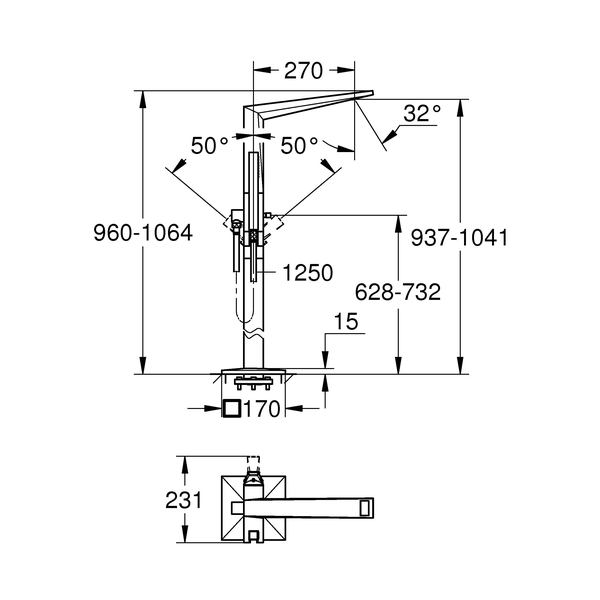 Смеситель для ванны GROHE Allure Brilliant с душевым гарнитуром, верхняя монтажная часть, напольный монтаж, хром (23119000) Смеситель для ванны GROHE Allure Brilliant с душевым гарнитуром, верхняя монтажная часть, напольный монтаж, хром (23119000)
