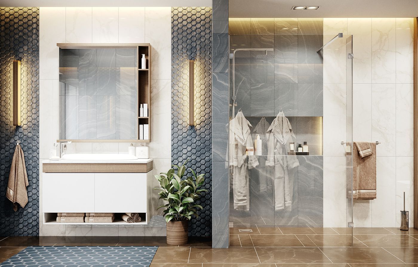 Душевая перегородка Ambassador Walk-in 15031106-ST14, свободный вход, линейный трап,100х25