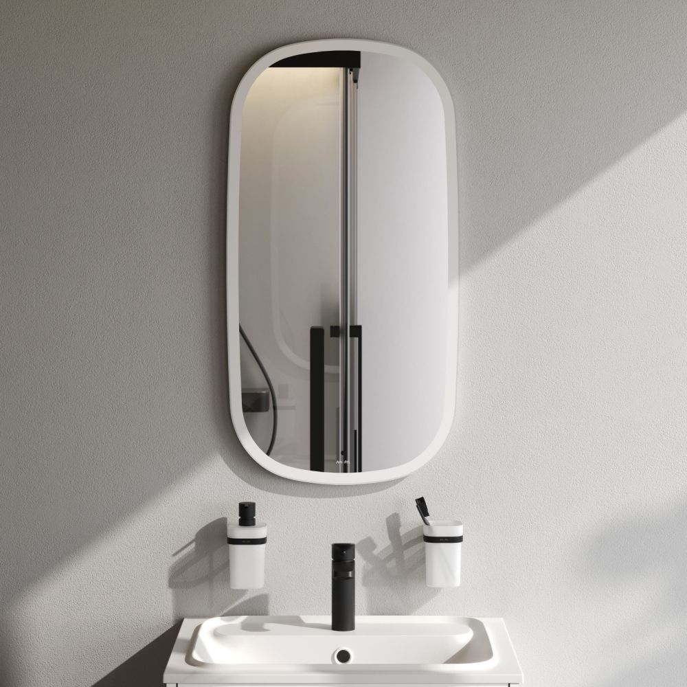 M8FMOX0451WGH Зеркало универсальное с контурной LED-подсветкой, ИК- сенсором, вытянутое, 45*86 см