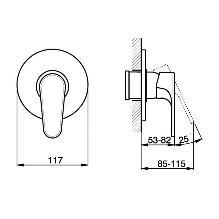 CISAL Alma Смеситель встроенный для душа, внешняя часть, цвет хром, артикул A300300021