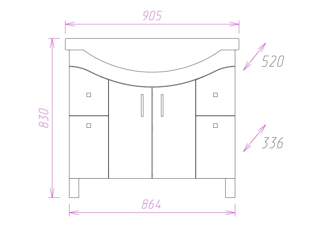 Тумба Onika Эльбрус 90 напольная, белая (ум. Эльбрус 90)