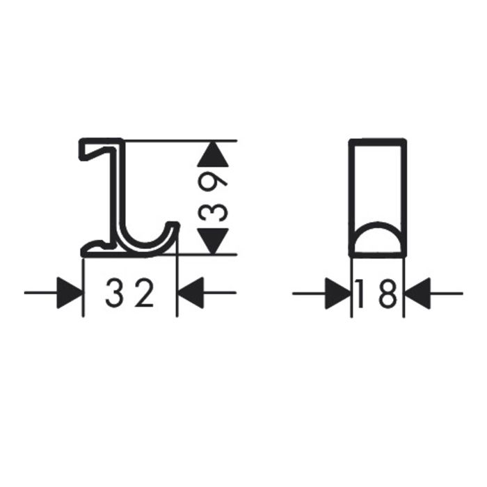 Крючок, Hansgrohe, WallStoris, одинарный, ширина,мм-18, глубина,мм-32, высота,мм-39, тип установки-на штанге кликом, материал-пластик, цвет-чёрный матовый, в комплекте-2 шт. Крючок, Hansgrohe, WallStoris, одинарный, ширина,мм-18, глубина,мм-32, высота,мм-39, тип установки-на штанге кликом, материал-пластик, цвет-чёрный матовый, в комплекте-2 шт.