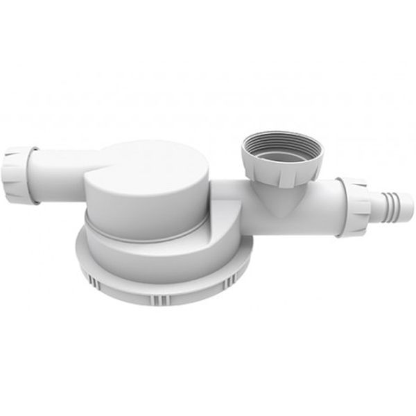 Сифон, OMOIKIRI, S-01, для 1-чашевой мойки, сверхплоский с гидрозатвором, DN40, с отверстием для стиральной машины, материал-полипропилен, цвет-серый