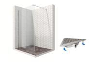 Душевая перегородка Ambassador Walk-in 15031103-ST20, свободный вход, угловой трап, 110см