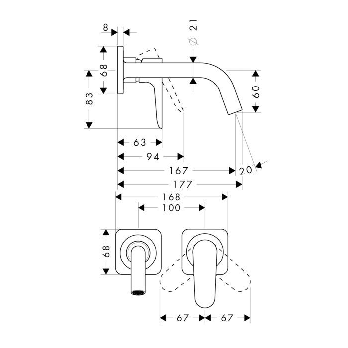 AX Citterio M Смеситель для раковины , цвет шлифованный черный хром AX Citterio M Смеситель для раковины , цвет шлифованный черный хром
