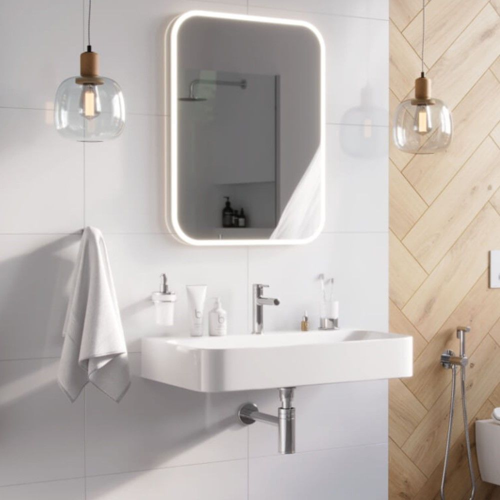 Зеркало прямоугольное EXCELLENT Lumiro 80x60 (белый мат) Зеркало прямоугольное EXCELLENT Lumiro 80x60 (белый мат)