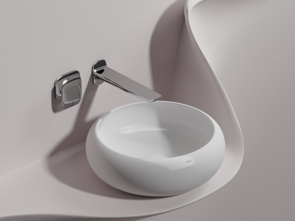 Умывальник чаша накладная круглая (цвет Белый Матовый) Элемент (Element) 360x360x120мм