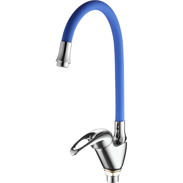 Смеситель для кухни с гибким изливом FASHUN A4403+A7253, хром/синий