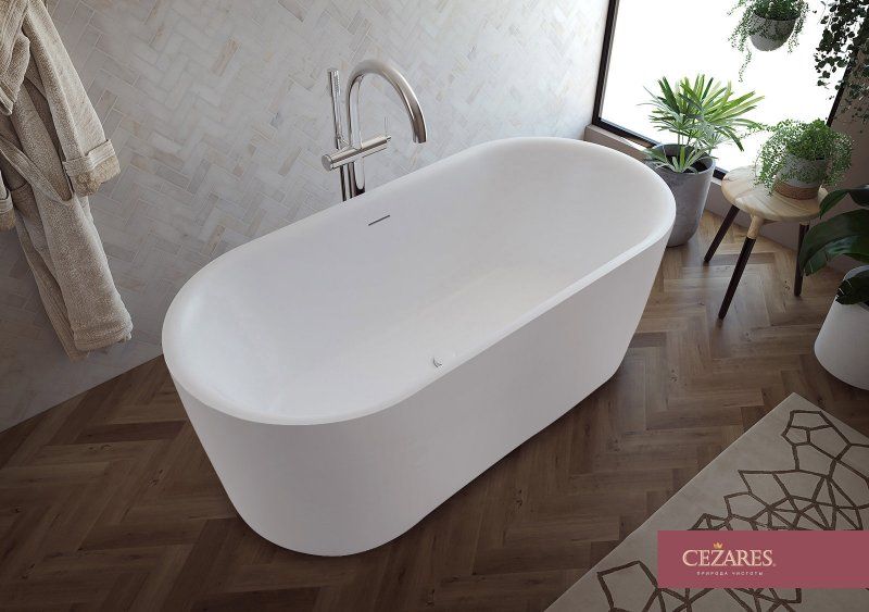 Акриловая ванна отдельно стоящая, цельная, белая матовая внутри, чёрная матовая снаружи,  METAURO-INT-Central-180-80-60-B-W-MATT, артикул METAURO-INT-Central-180-80-60-B-W-MATT