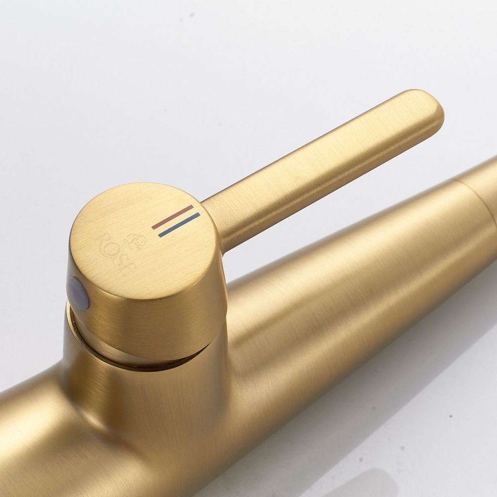 Смеситель для кухни с гибким изливом и режимом "душ" Rose R213G, золотой сатин