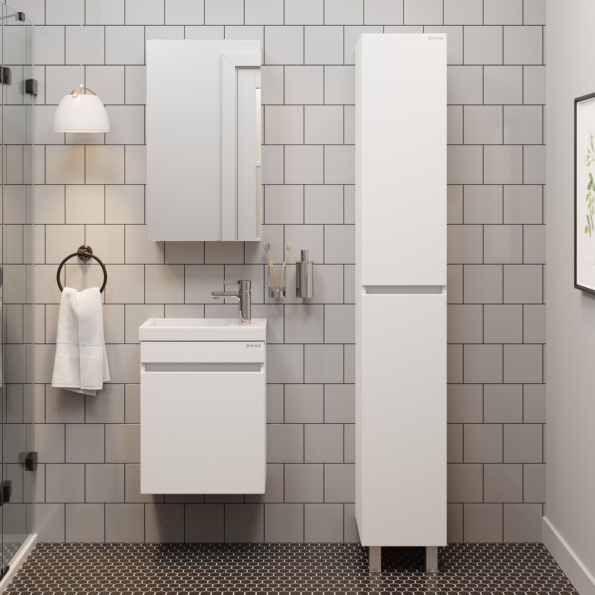 Тумба Onika Милтон 45 подвесная, белая (ум. Фостер 45)