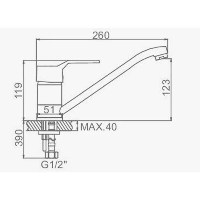 Смеситель для кухни D-Lin D153403, хром