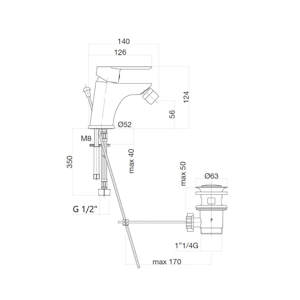 Смеситель для биде Webert Sax Evolution SE840102560, черный