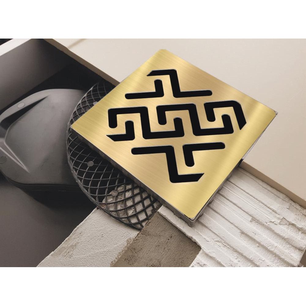 Трап BERGES водосток PLATZ Antik 150х150, бронза, S-сифон D50 H60 боковой