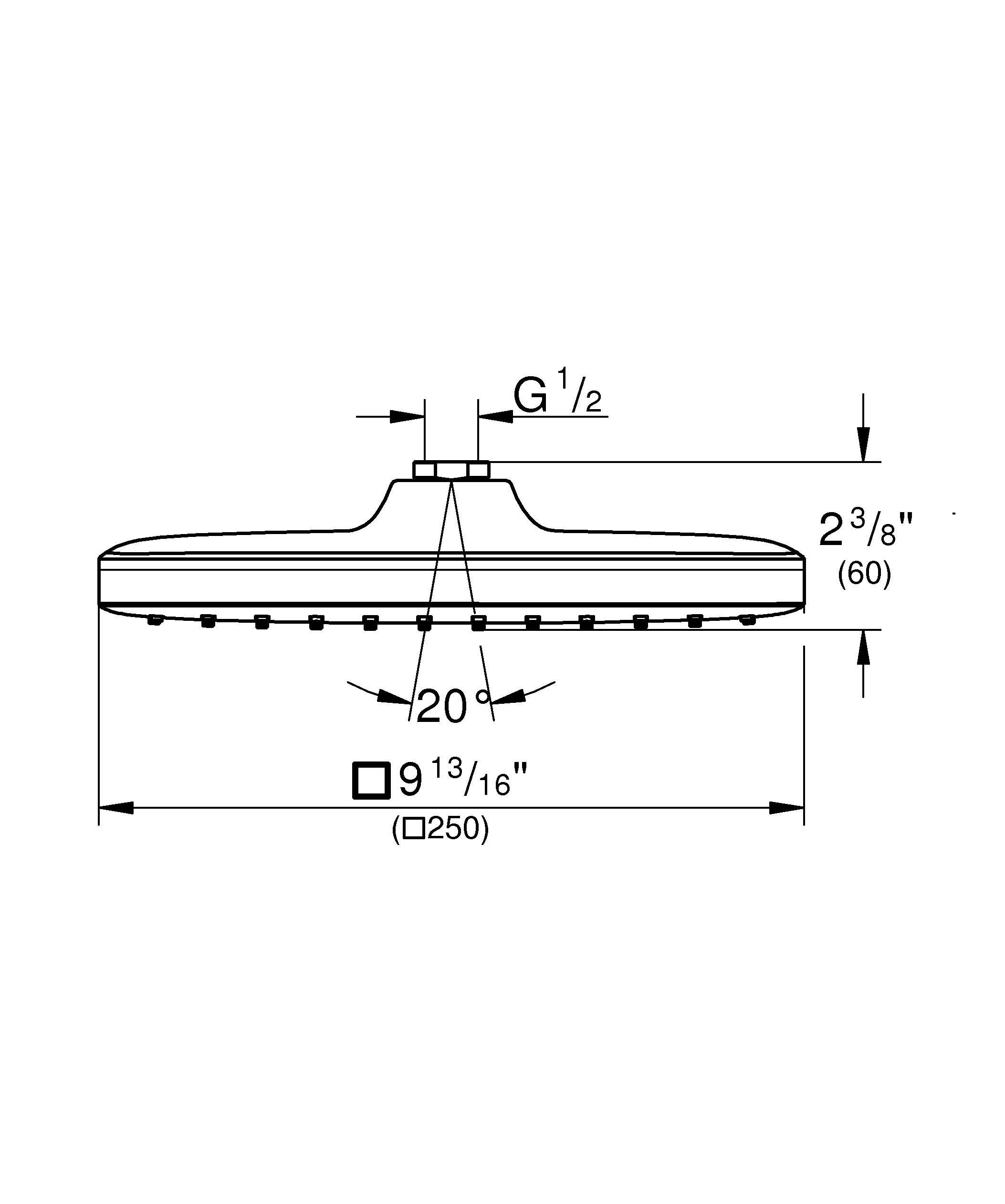Верхний душ GROHE Tempesta 250 CUBE, квадратный (низ-хром, верх-белый), хром (26685000)