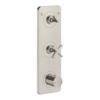 AXOR CITTERIO E Смеситель для душа встраиваемый, термостатический, с запорным вентилем и переключателем на 2 положения, внешняя часть, цвет сталь AXOR CITTERIO E Смеситель для душа встраиваемый, термостатический, с запорным вентилем и переключателем на 2 положения, внешняя часть, цвет сталь