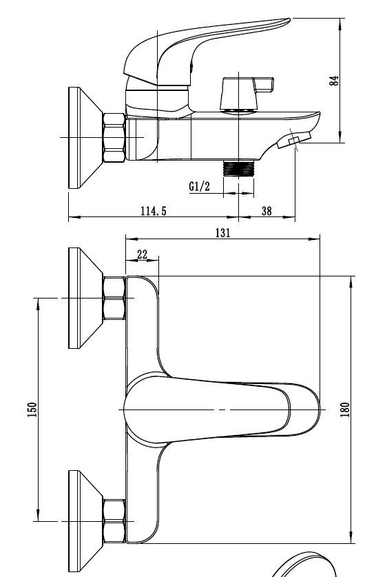 Смеситель Cape Town для ванны, без акс., артикул: CT54