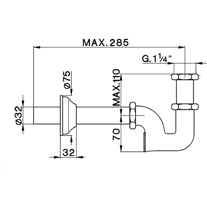 CISAL Сифон 1''1/4 для раковины, цвет хром, артикул ZA00409021 Акция