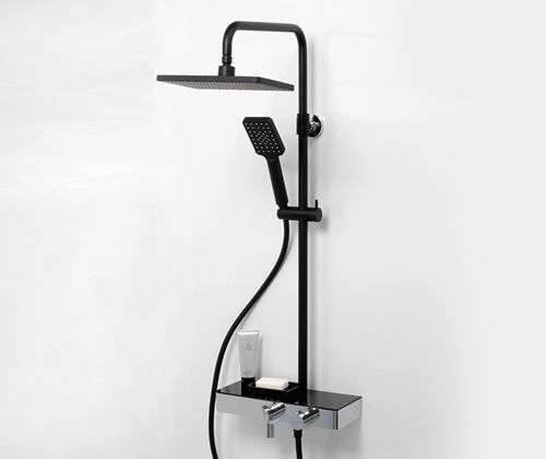 Душевая система WasserKRAFT Thermo A11401 с термостатом Черная глянцевая