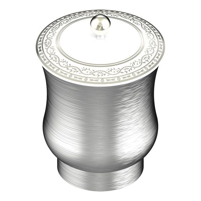 THG MARQUISE BLANC DECOR PLATINE Китайская лакированная коробка с белой керамической крышкой Ø126 мм., middle size, декор платина, цвет серебро THG MARQUISE BLANC DECOR PLATINE Китайская лакированная коробка с белой керамической крышкой Ø126 мм., middle size, декор платина, цвет серебро