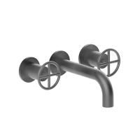 Fantini Fontane Bianche Смеситель для раковины, встраиваемый, на 3 отв., без донного клапана, излив 150мм, (наружняя часть), цвет: Matt Gun Metal PVD