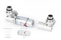 Автоматический терморегулятор 3D левый G 1/2" НР х G 3/4" НГ (набор) (Матовый белый - Белый)