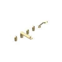 THG CORVAIR Смеситель на борт ванны на 5 отверстий, двойной, с ручным душем, цвет полированное золото