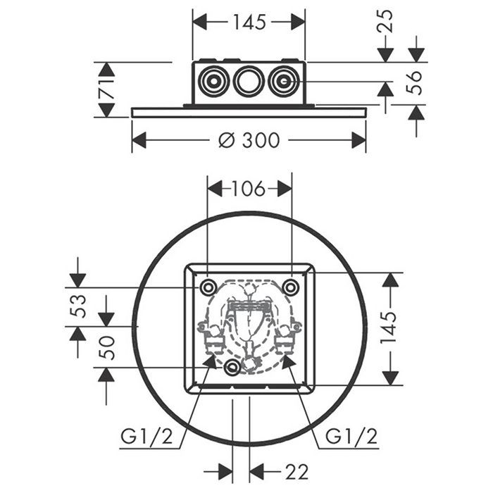 AX ShowerSolution Верхний душ, Ø 300мм, 1jet, потолочный монтаж, цвет: хром AX ShowerSolution Верхний душ, Ø 300мм, 1jet, потолочный монтаж, цвет: хром