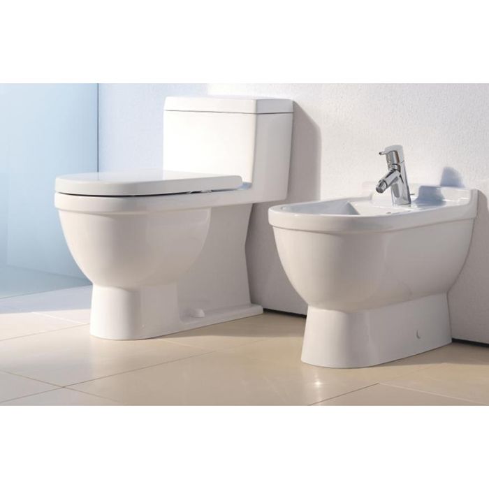 Duravit Starck 3 Биде напольное приставное 560х360 мм , с  1 отв. под смеситель, Цвет: белый+WonderGliss