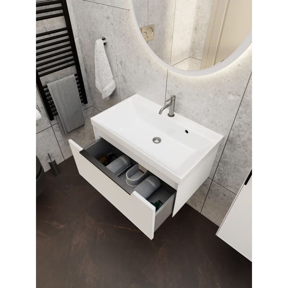 Зеркало с подсветкой La Fenice Terra Bianca 80, белое, артикул FNC-02-TER-B-80