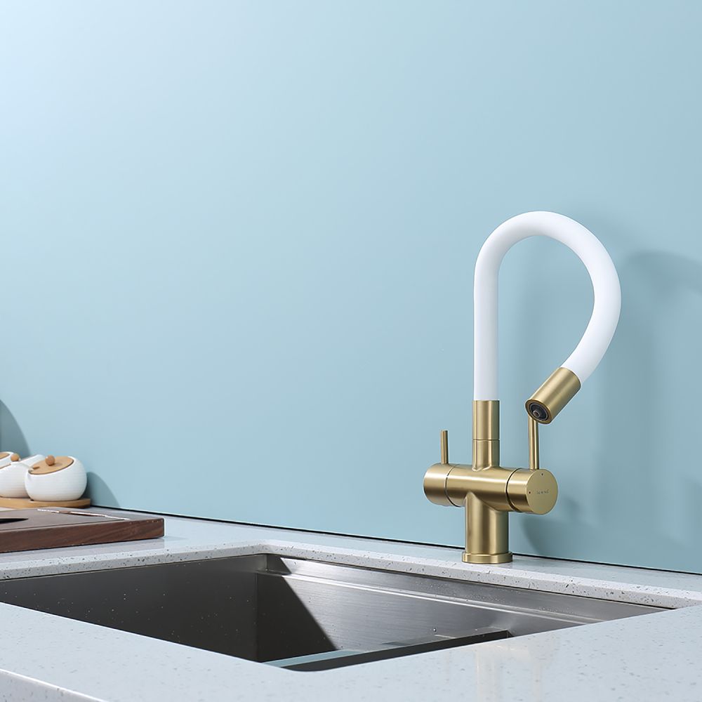 Смеситель для кухни с подключением фильтра Splenka S70.64.03, золотой сатин