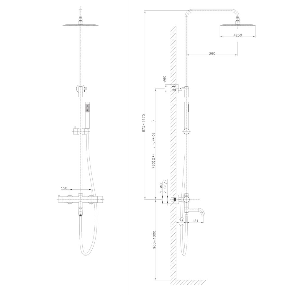Душевая система Raiber RPG-006, золото
