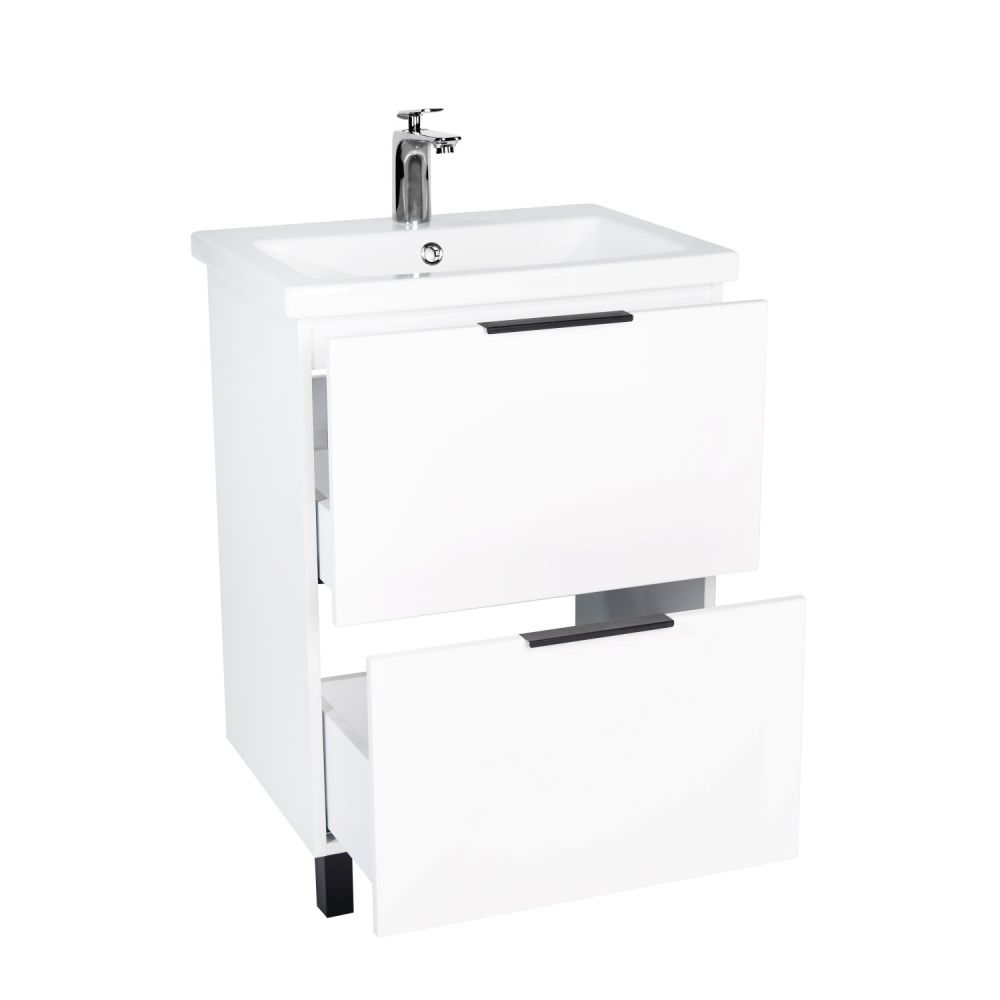 Тумба VIANT "Берлин" 2 ящика белая 444х570х820 под раковину .S-UM-MOD60/1 (MODUO 60) (VBER60MDBEL-T2Y), артикул VBER60MDBEL-T2Y