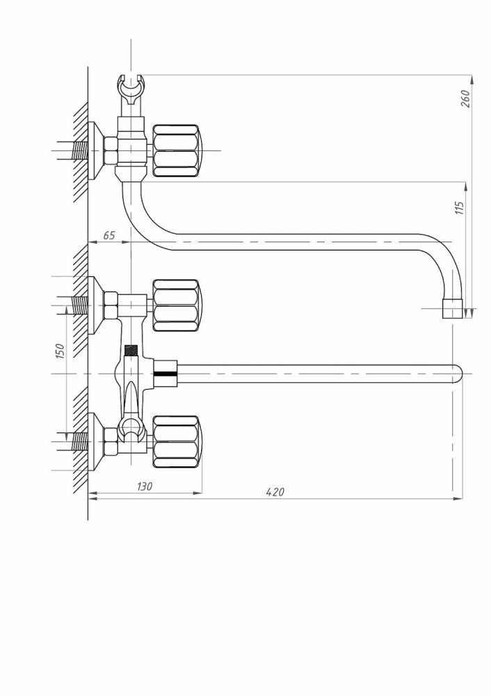 Смеситель для ванны с душем FAUZT FZs-511-63 тип См-ВУДРНШлА, артикул FZs-511-63