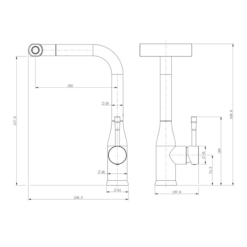Смеситель для кухни с мультифункциональным изливом Splenka S206.49.09, графит