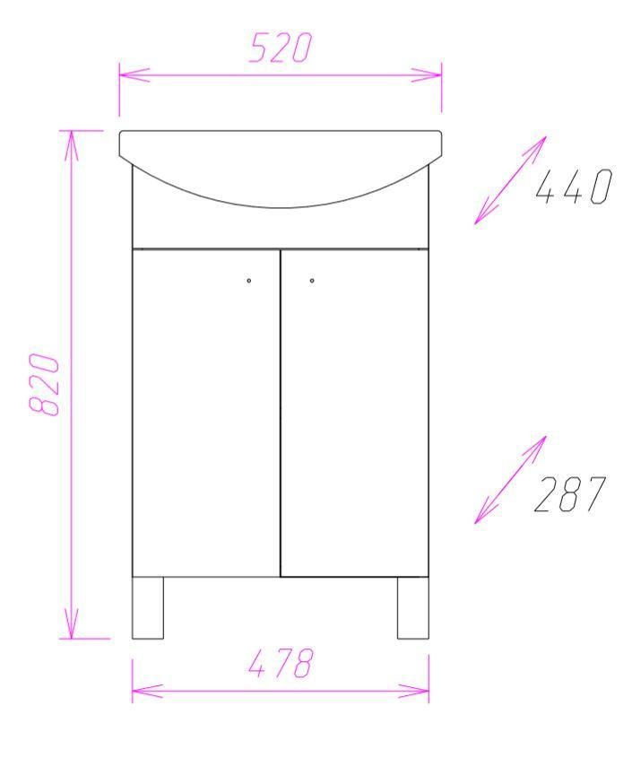 Тумба Onika Крит-Эко 52 напольная, белая, разборная (ум. Акватон 52)