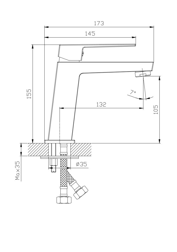 Смеситель для умывальника RUSH Thira (TR3635-12Black), артикул TR3635-12Black